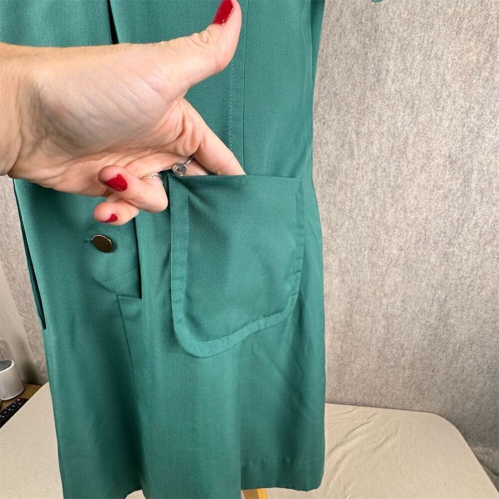 Vintage 1960s Official Girl Scout Leader Uniform Dress Green A-Line - Picture 2 of 10